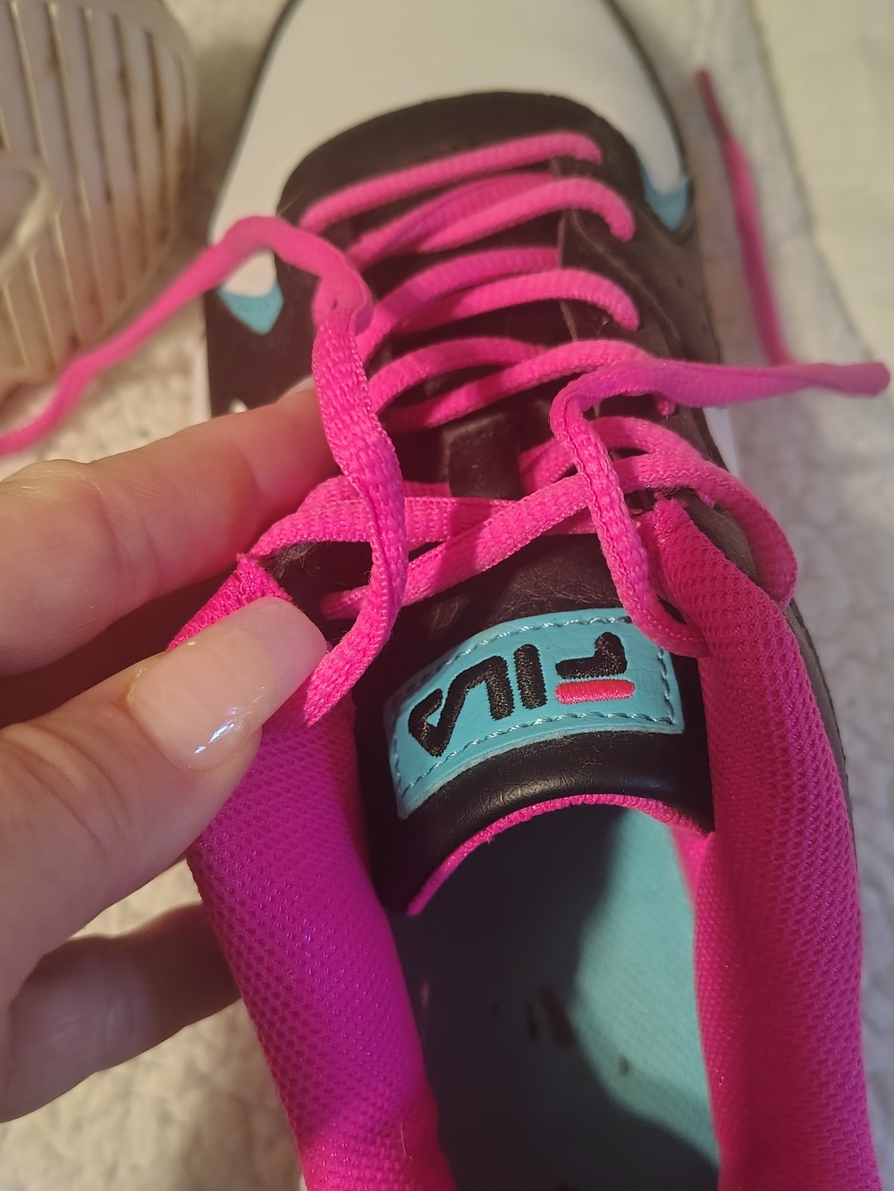 FILA Kids Hot Pink and Teal Lace-Up Sneakers